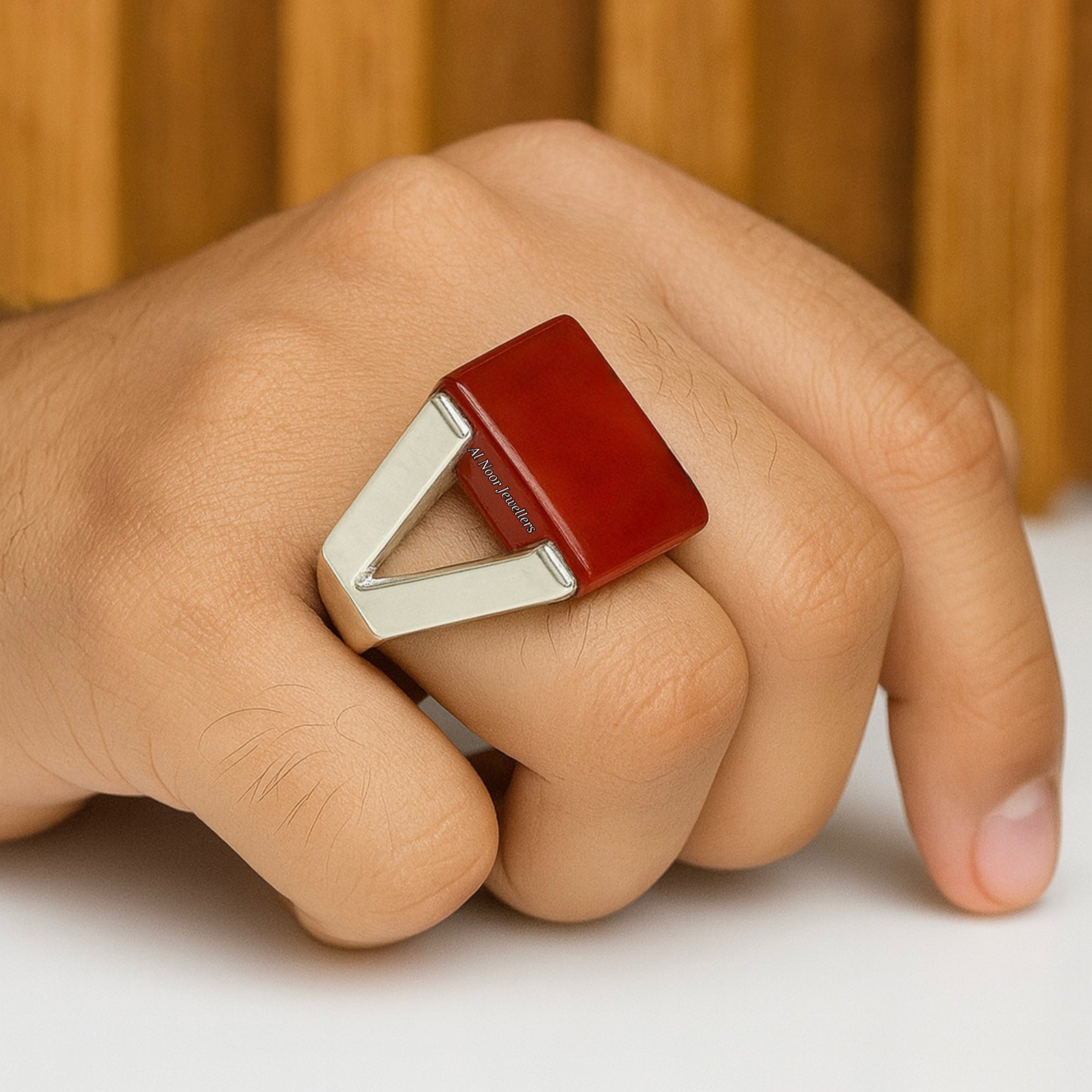 Brown Aqeeq  Ring#048